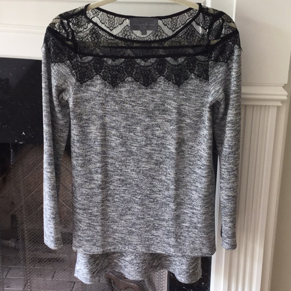 Anthropologie silver and black top